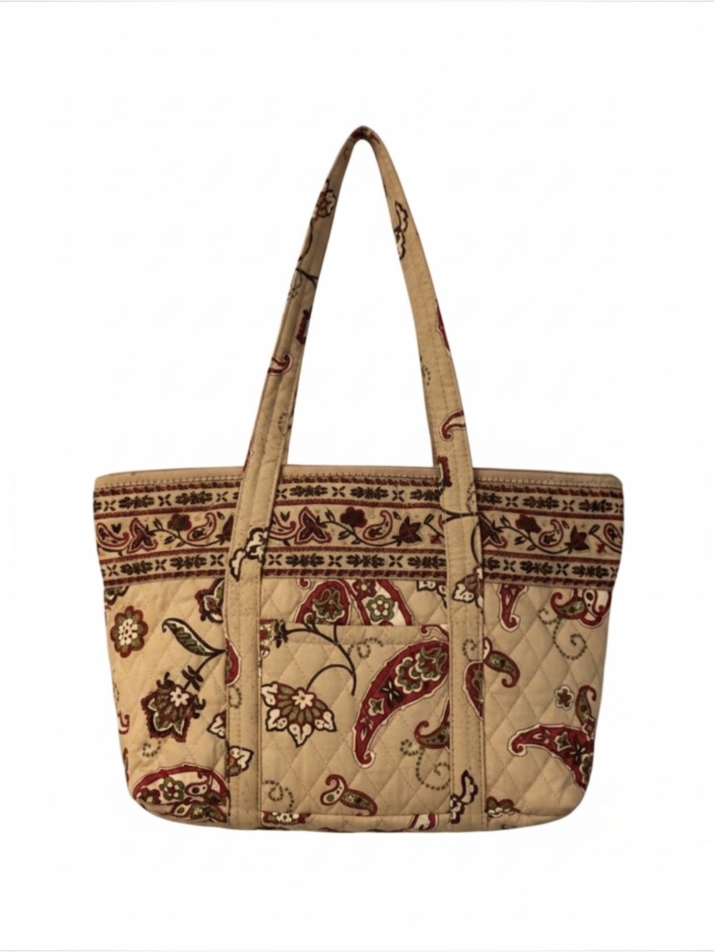 Bueno Quilted Paisley Tote Bag Beige Floral Print Zip Shoulder Bag